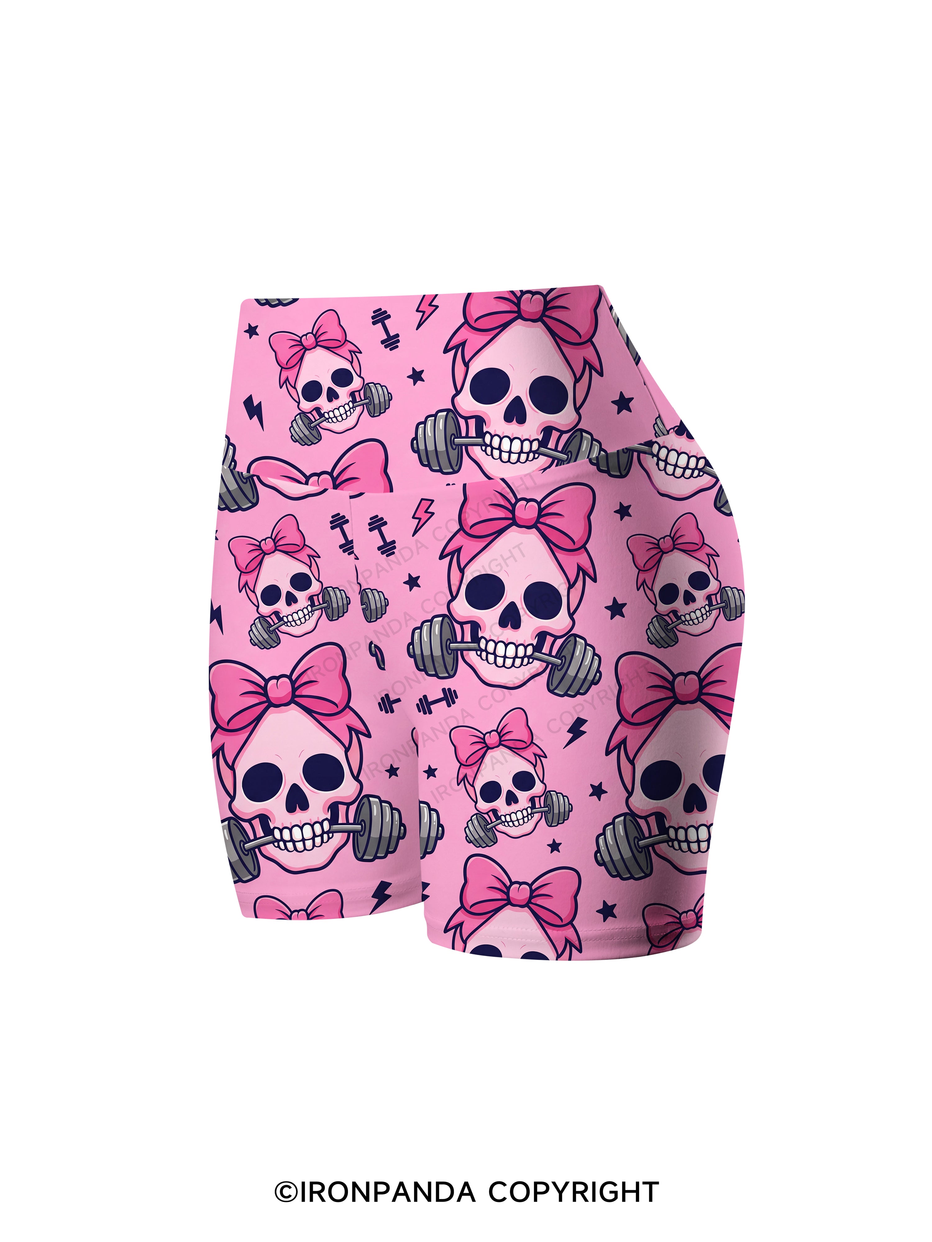 Girly Gym Skull Printed Yoga Cycling Shorts