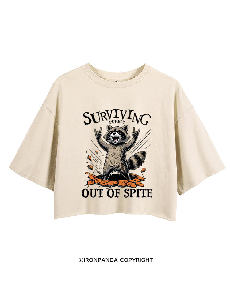 Raccoon Surviving Purely Out of Spite CROP TOPS