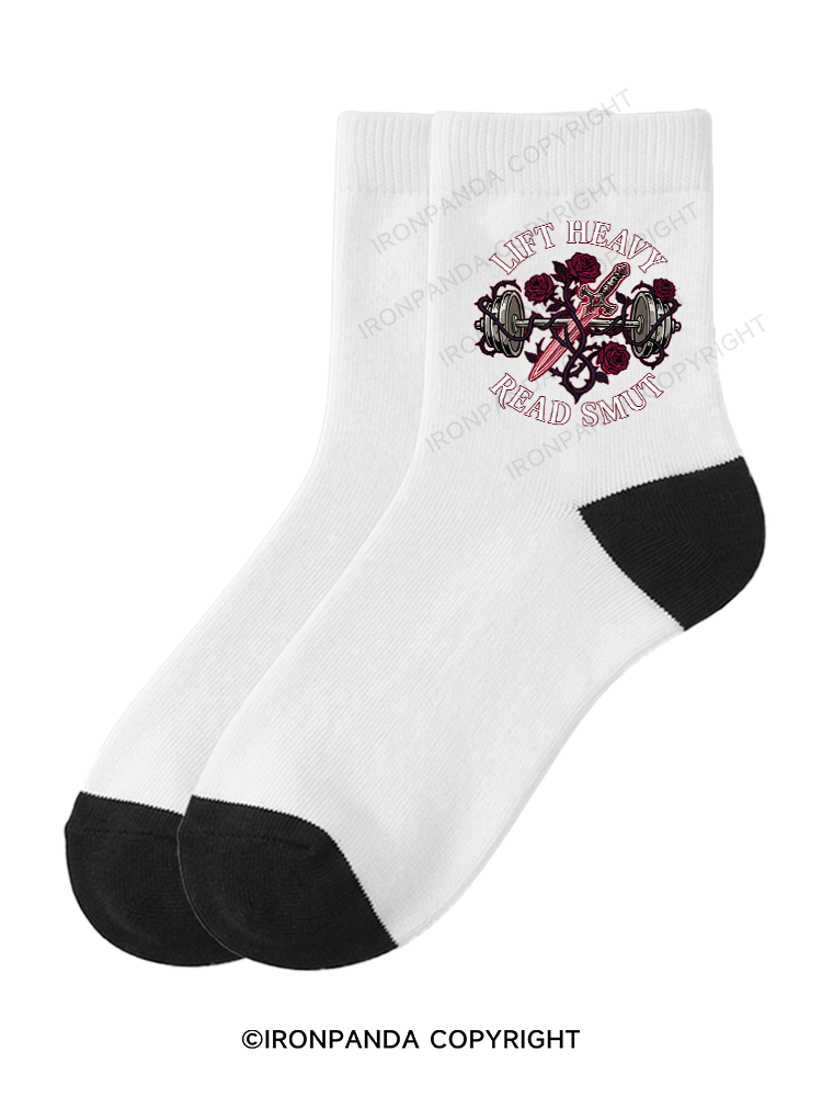 LIFT HEAVY READ SMUT Crew Socks