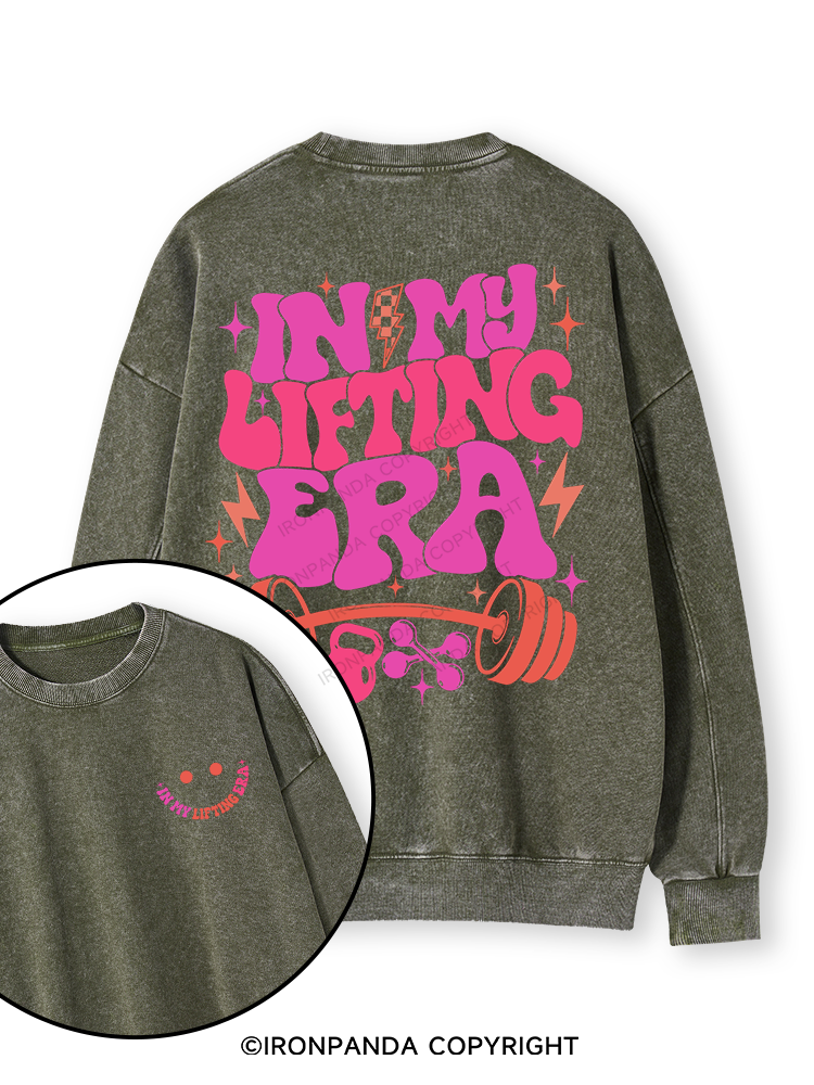 In My Lifting Era Double-Sided Printed Washed Sweatshirt