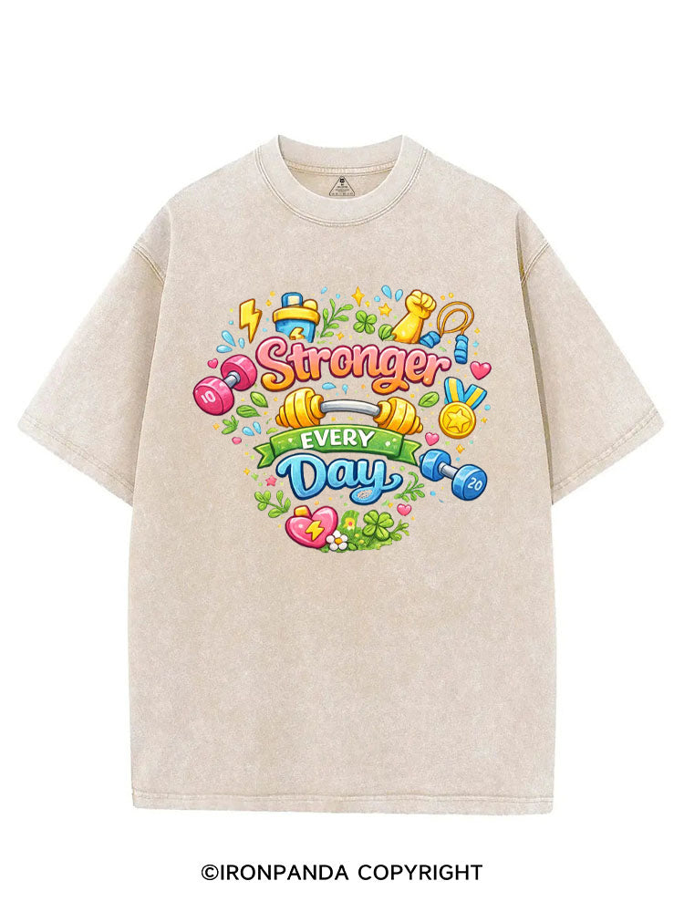 STRONGER EVERY DAY COLORFUL FITNESS VINTAGE GYM SHIRT