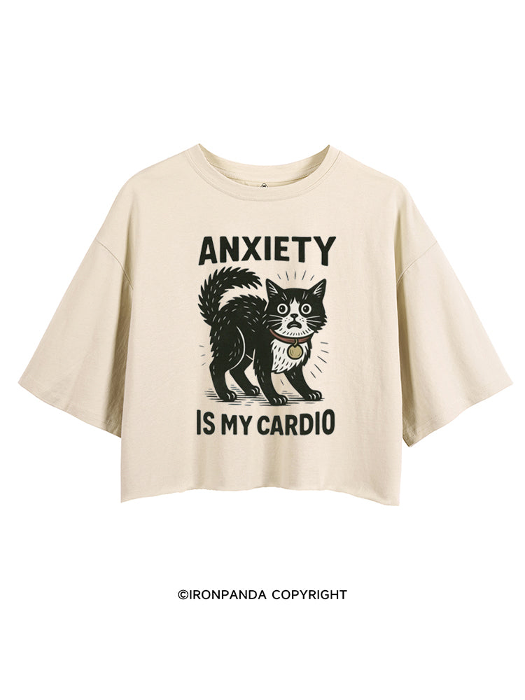 ANXIETY IS MY CARDIO CUTE KITTY CROP TOPS