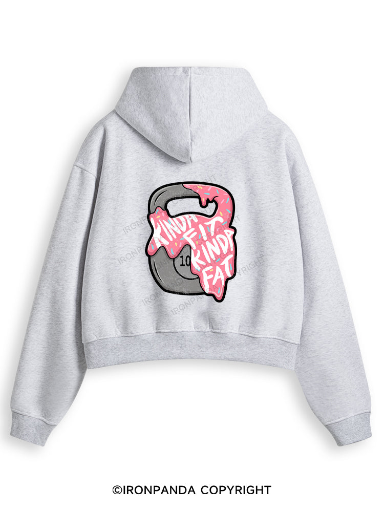 kinda fit sorta fat donut Fleece Crop Zip Up Hoodie