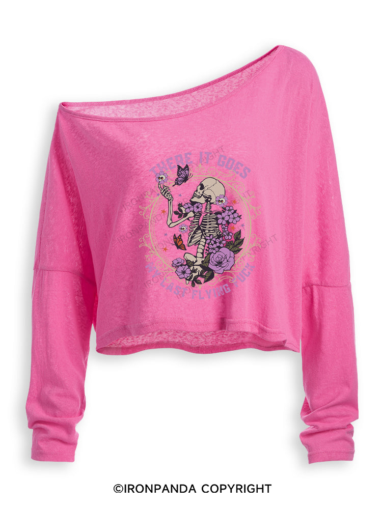 There It Goes My Last Flying Off Shoulder Long Sleeve Crop Top