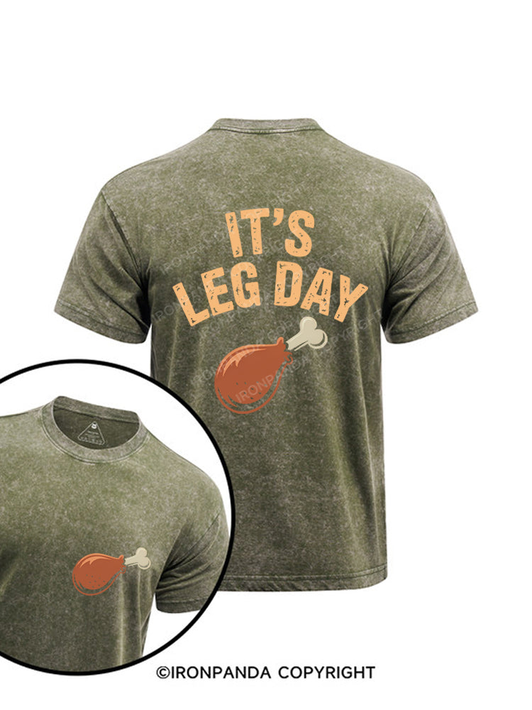 It's Leg Day Printed Washed Gym Shirt