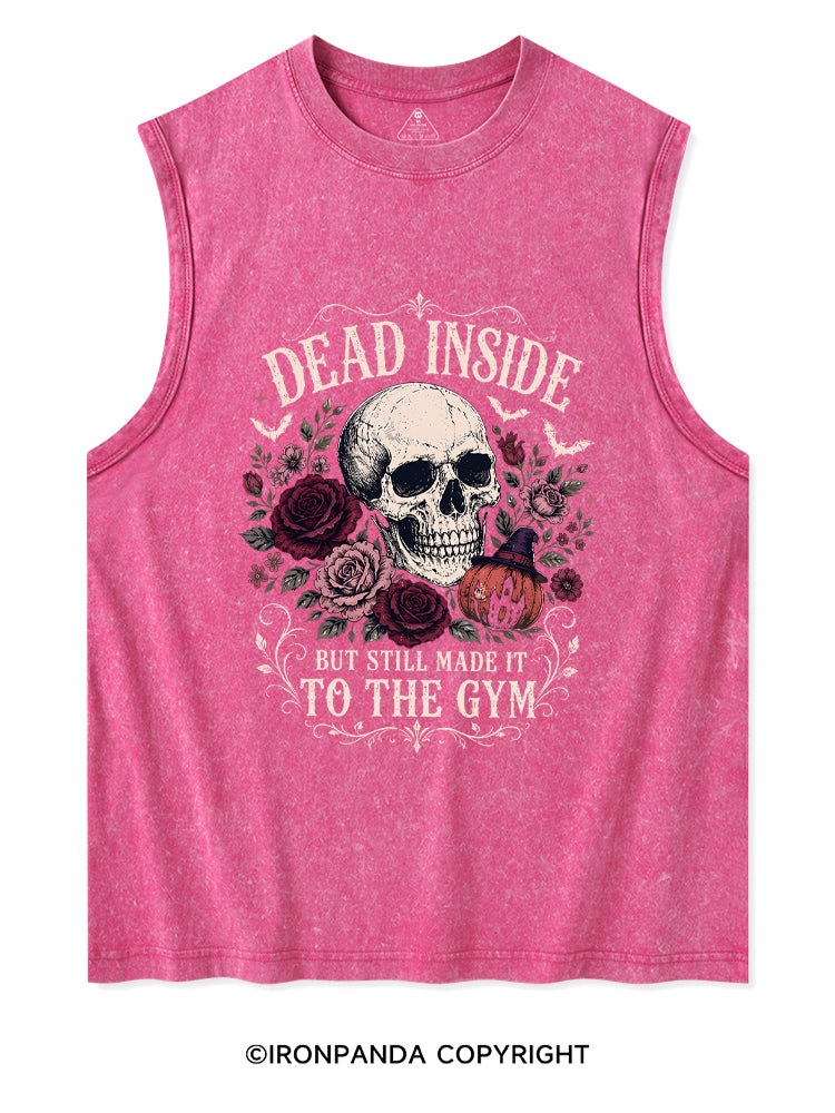Dead Inside But Still Made It to the Gym Halloween Skeleton Washed Tank
