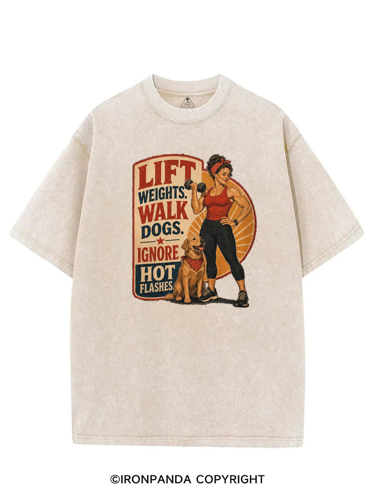 LIFT WEIGHTS WALK DOGS RETRO FITNESS VINTAGE GYM SHIRT