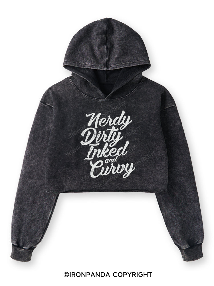 NERDY DIRTY INKED AND CURVY Washed Crop Hoodie