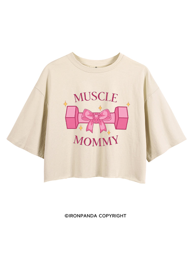 MUSCLE MOM GYM PINK VIBES CROP TOPS