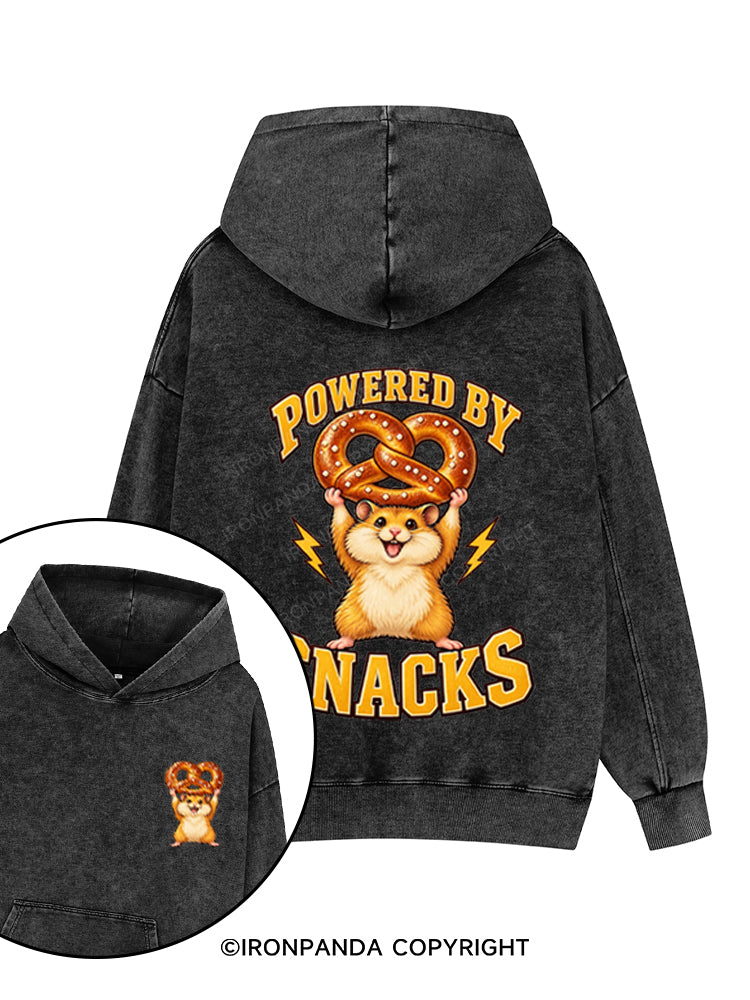 POWERED BY SNACKS FUNNY HAMSTER Printed Washed Gym Hoodie