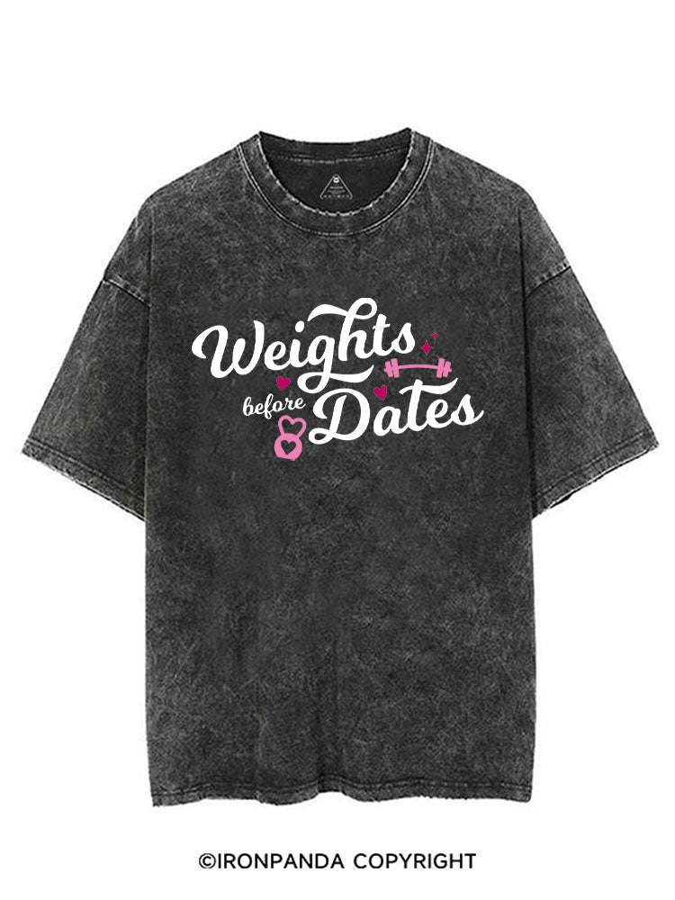 WEIGHTS BEFORE DATES FUNNY GYM VINTAGE GYM SHIRT