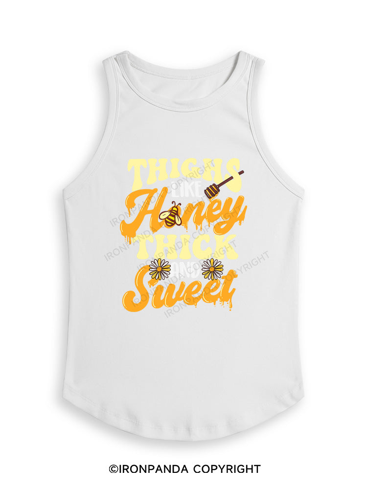 THIGHS LIKE HONEY THICK AND SWEET Fitted Tank Top