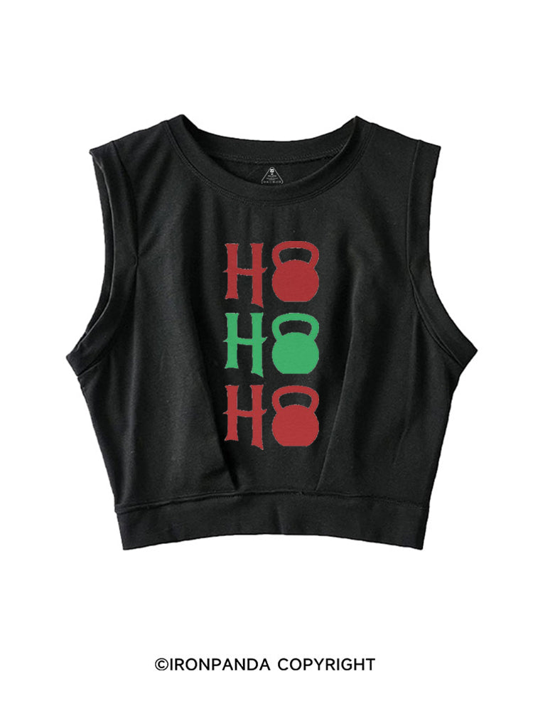 HO HO HO HOLIDAY FITNESS KETTLEBELL SLEEVELESS CROP TOPS