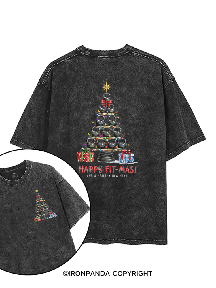 HAPPY FIT-MAS! AND A HEALTHY NEW YEAR printed Gym Shirt