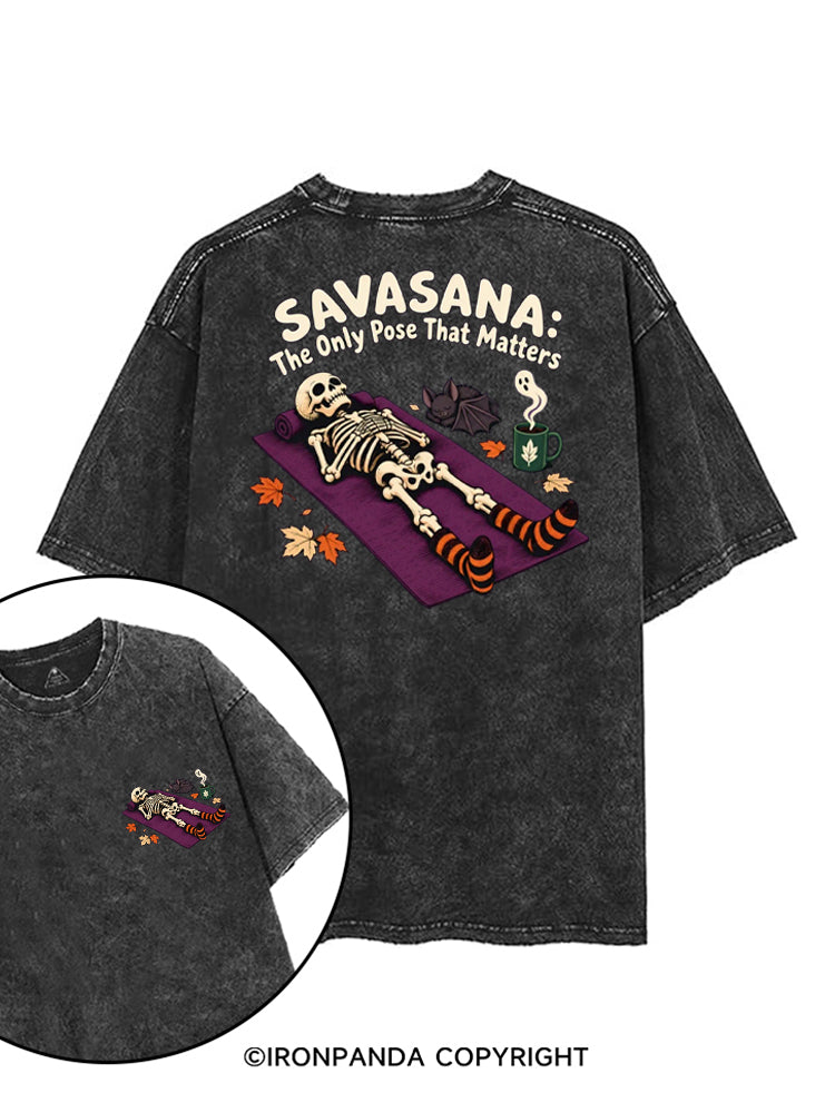 SAVASAVA THE ONLY POSE THAT MATTERS HALLOWEEN SKELETON printed Gym Shirt