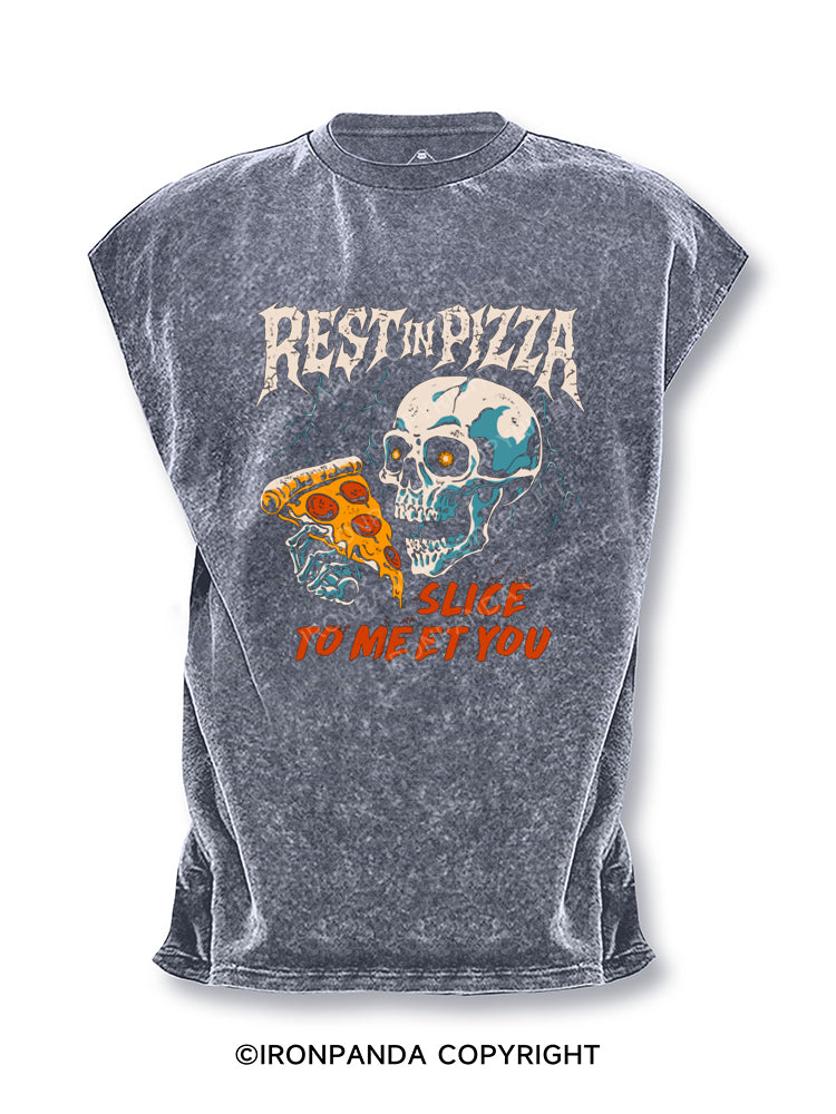 REST IN PIZZA SLICE TO MEET YOU Cut Off Tank