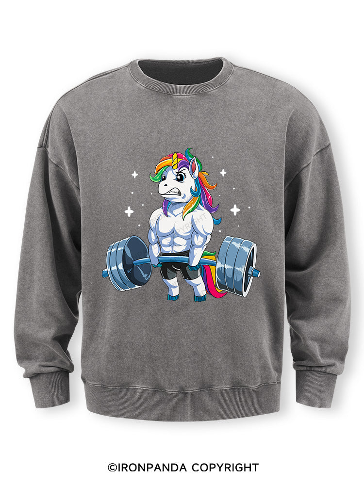 Weightlifting Unicorn Washed Sweatshirt