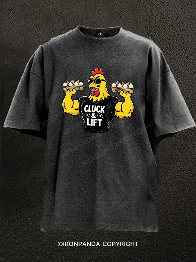 Cluck and Lift Muscle Chicken Washed Gym Shirt