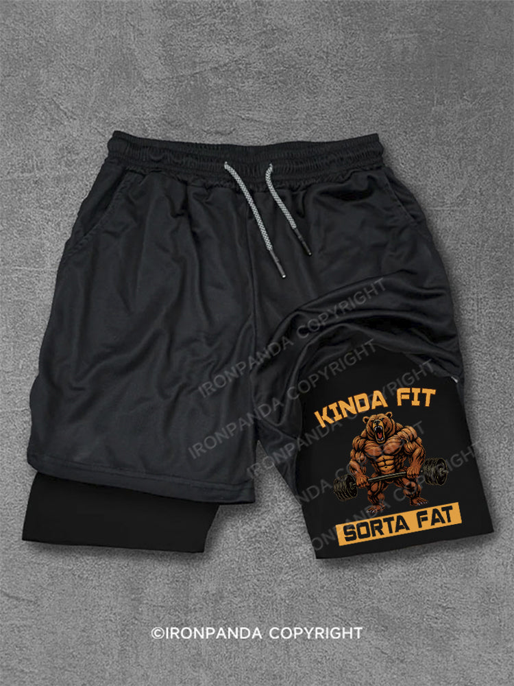 Kinda Fit Sorta Fat Funny Gym Bear Performance Training Shorts