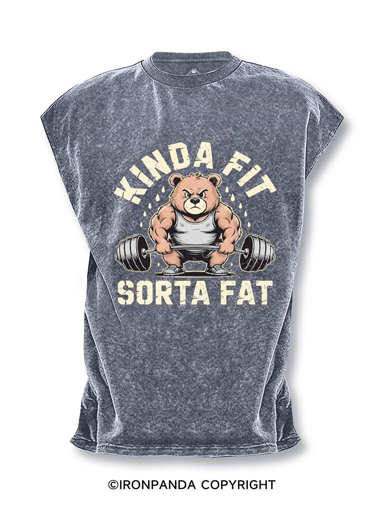 Kinda Fit Sorta Fat Gym Bear Weightlifting Cut Off Tank