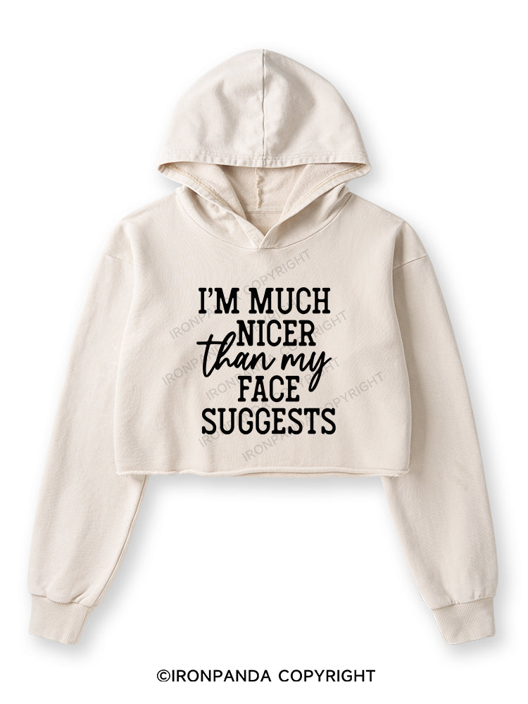 I'M NICER THAN MY FACE Washed Crop Hoodie