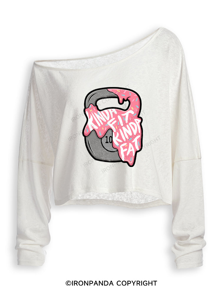 kinda fit sorta fat donut Off Shoulder Long Sleeve Crop Top