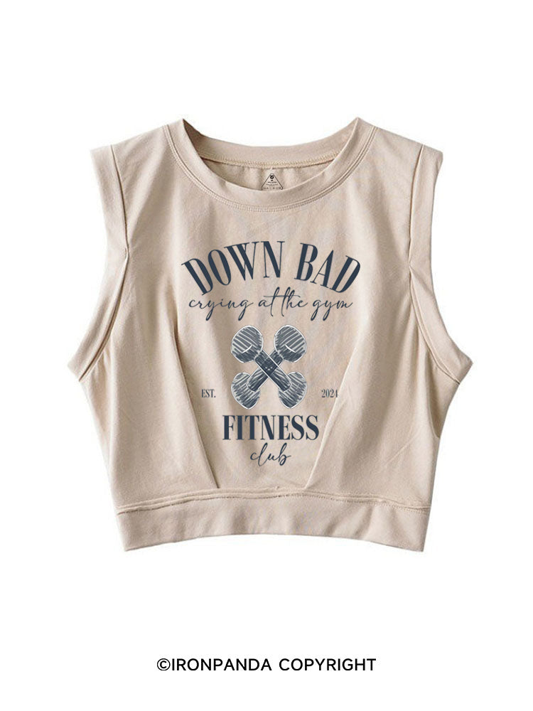 Down Bad Crying At The Gym Fitness Club SLEEVELESS CROP TOPS
