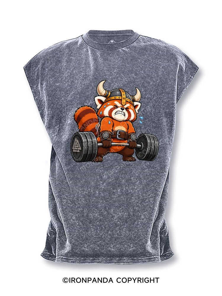 Cute Red Panda Viking Cut Off Tank