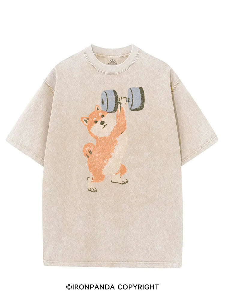 STRONG SHIBA INU LIFTING WEIGHTS VINTAGE GYM SHIRT