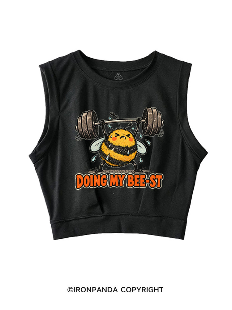 DOING MY BEE-ST SLEEVELESS CROP TOPS