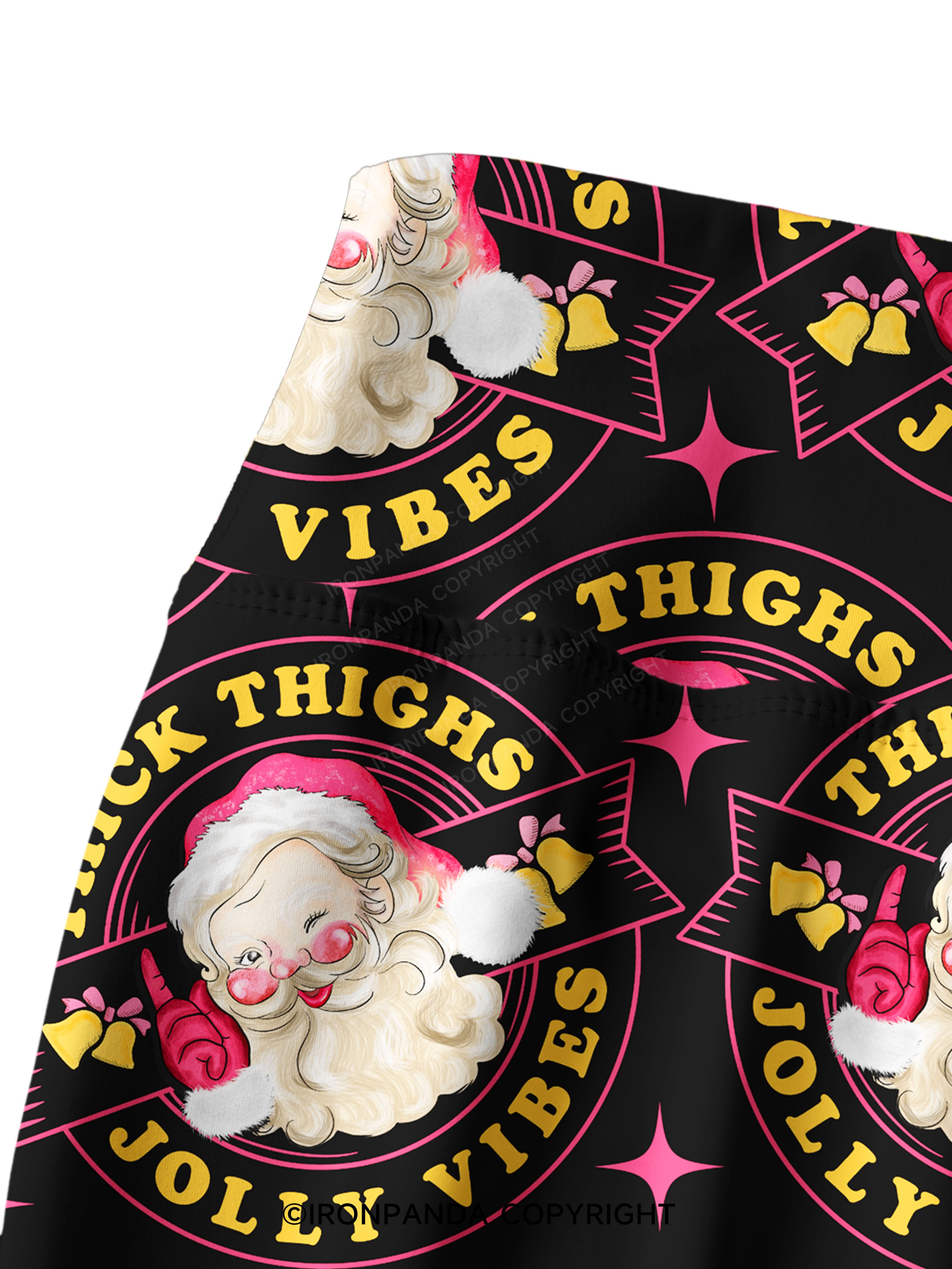 THICK THIGHS JOLLY VIBES Printed Yoga Pants