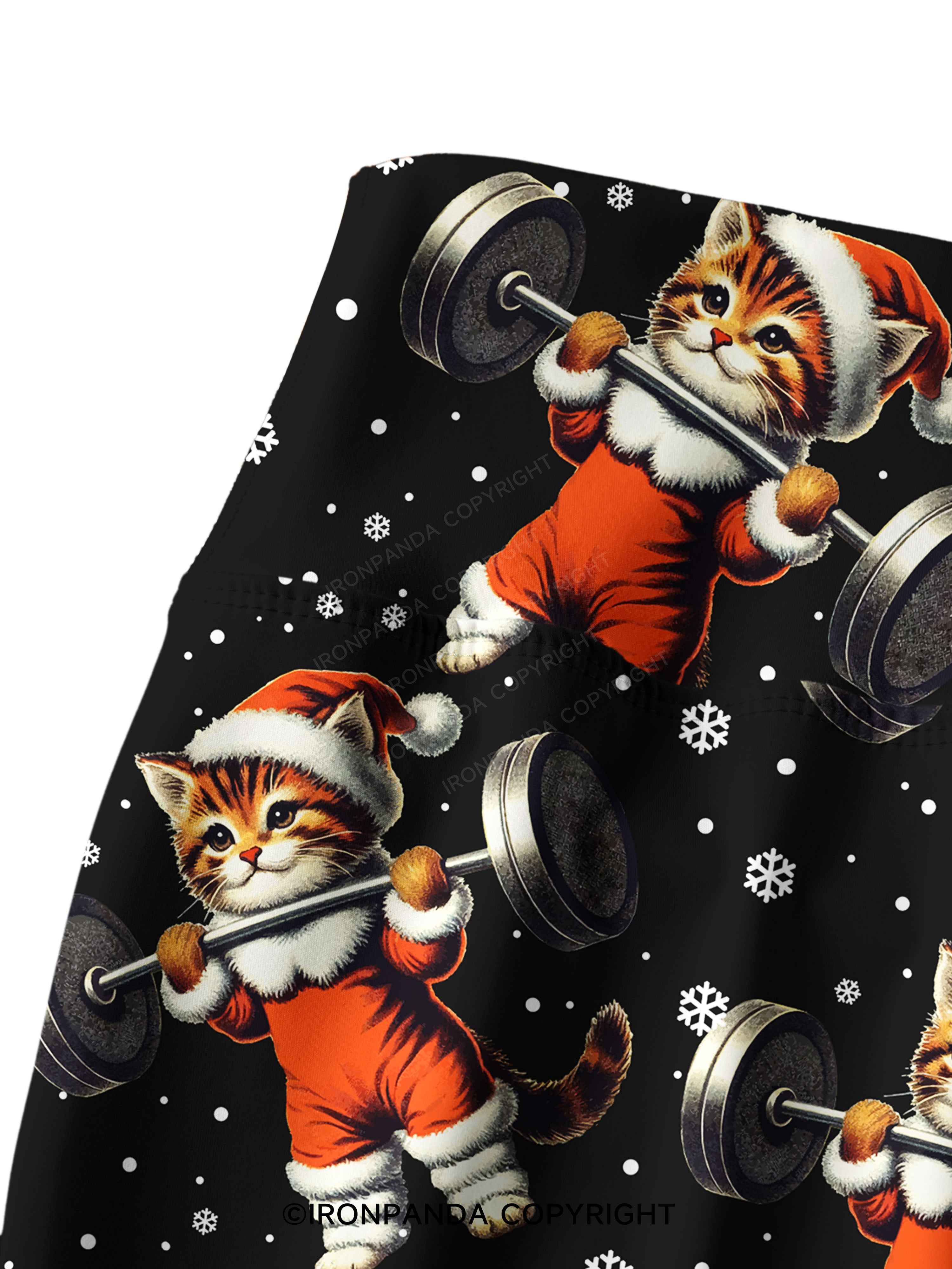 SANTA KITTEN WORKOUT Printed Yoga Pants