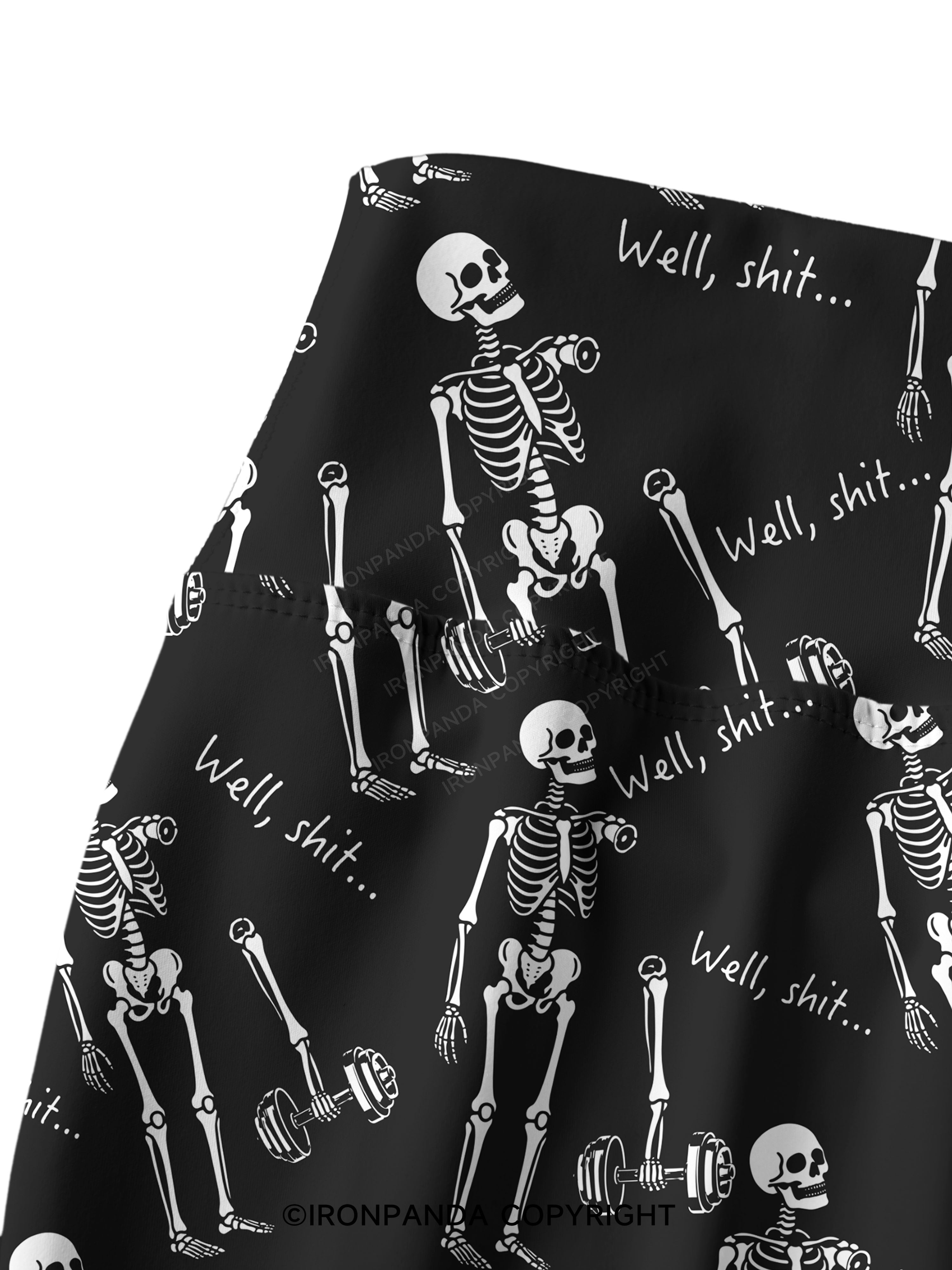 Well Shit Funny Skeleton Printed Yoga Pants