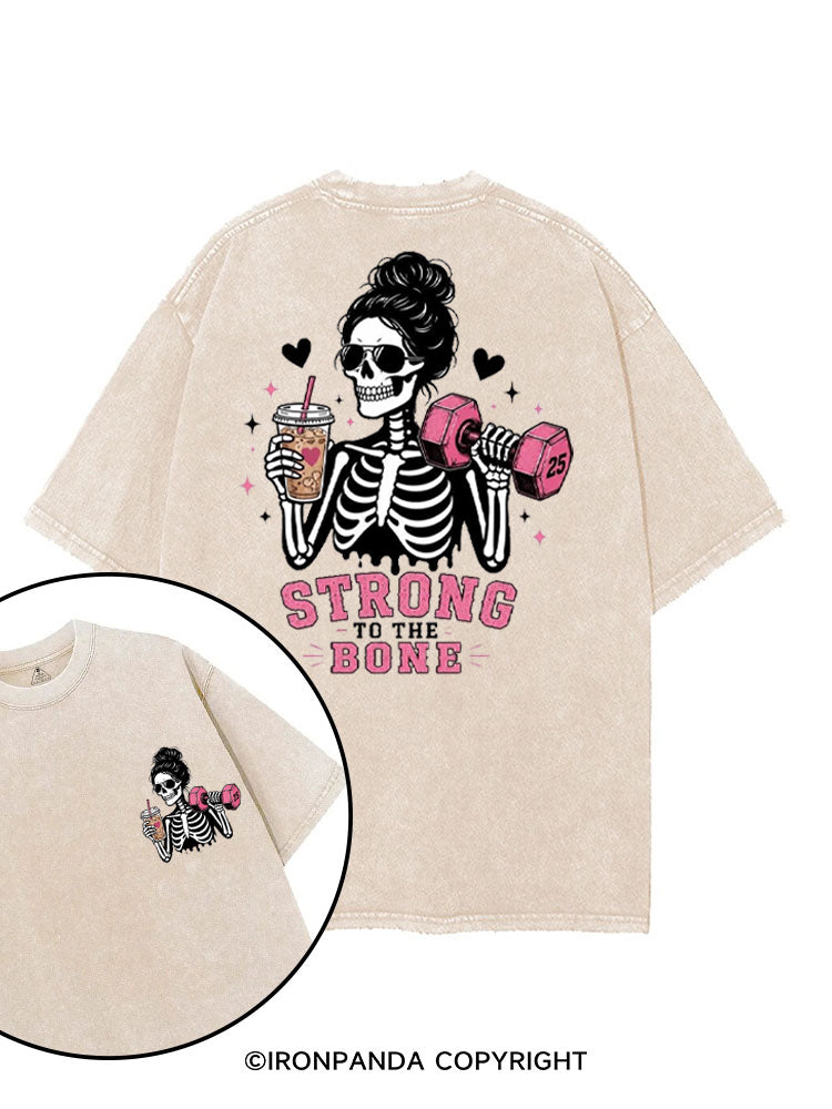 STRONG TO THE BONE SKELETON printed Gym Shirt