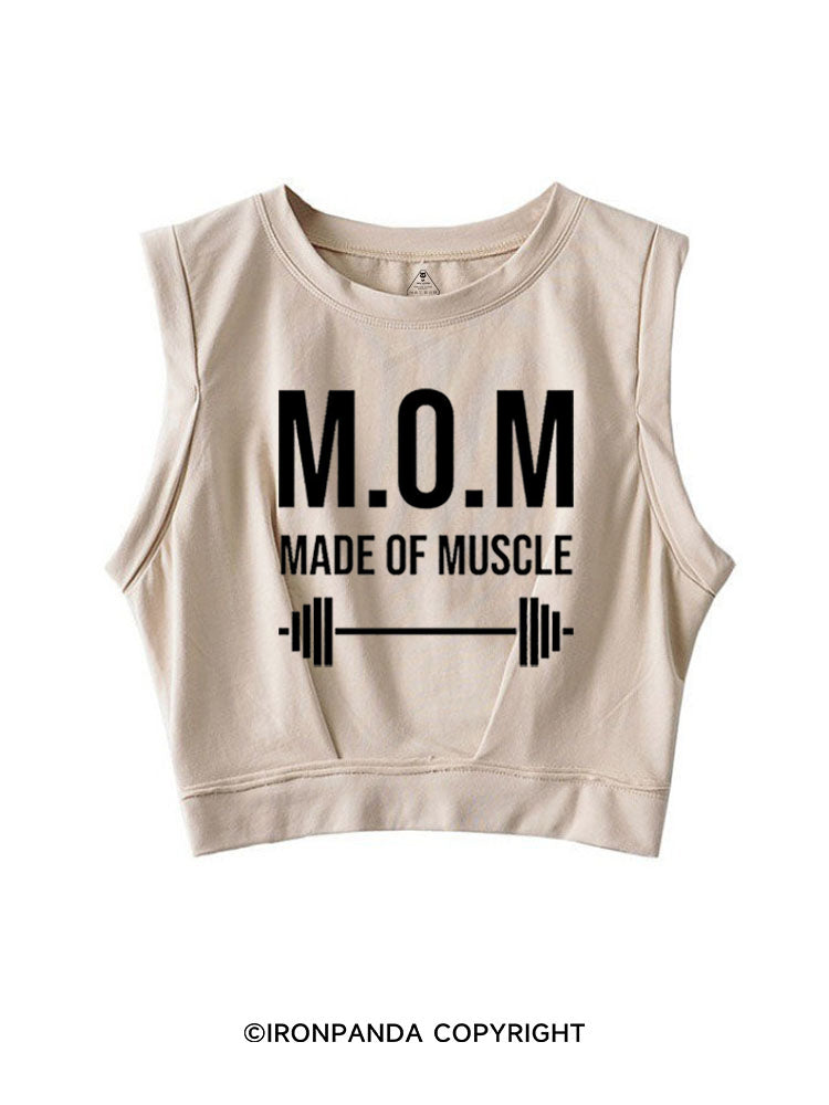 M.O.M MADE OF MUSCLE SLEEVELESS CROP TOPS