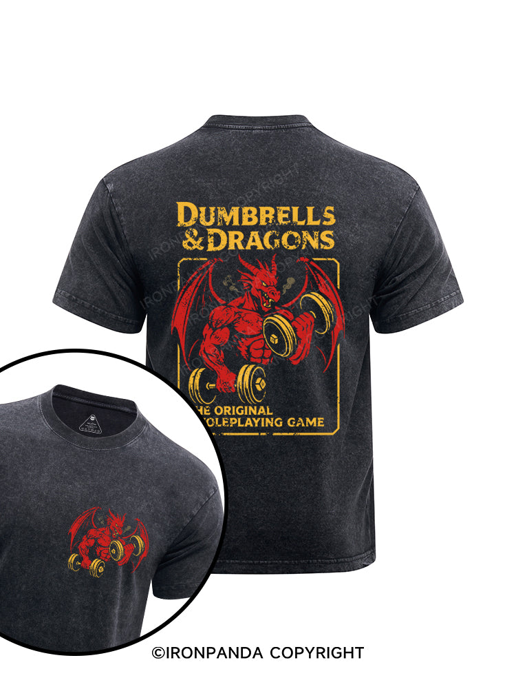 DUMBBELLS & DRAGONS Printed Washed Gym Shirt