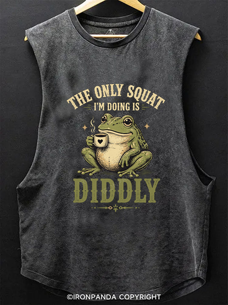 Funny Frog Squat Diddly Fitness Pun Coffee Scoop Bottom Cotton Tank