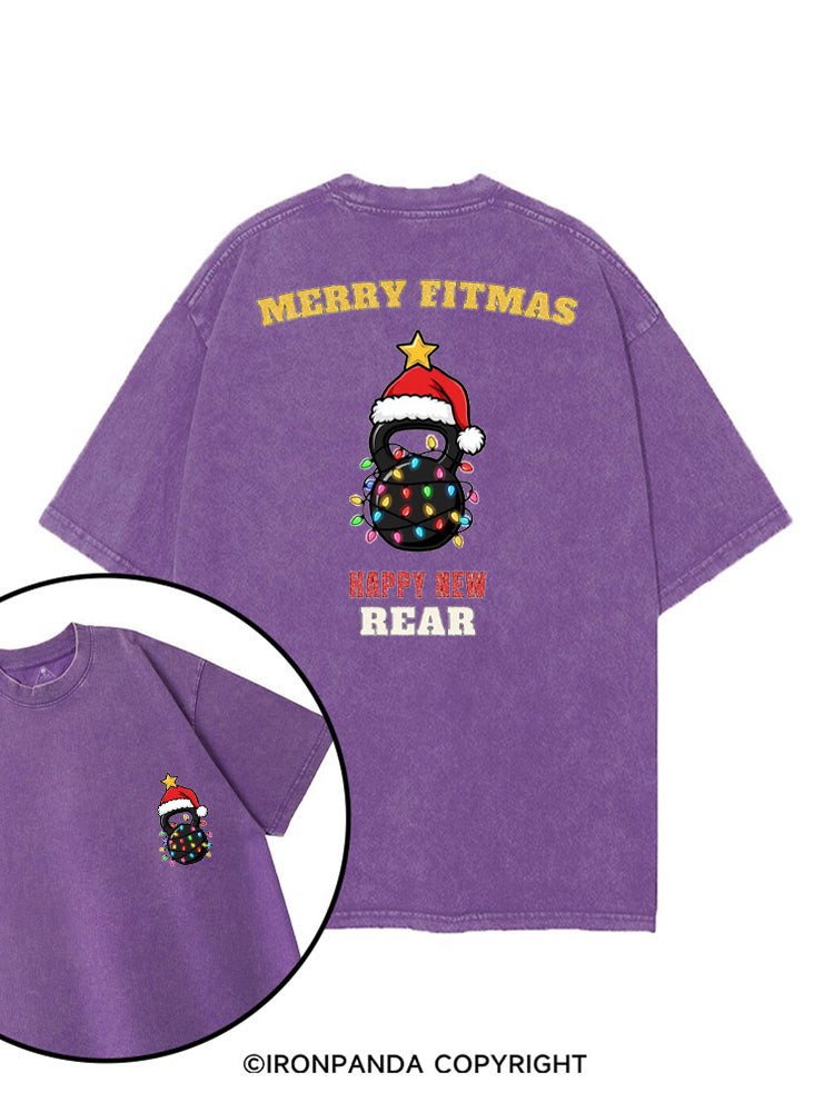 MERRY FITMAS HAPPY NEW REAR printed Gym Shirt