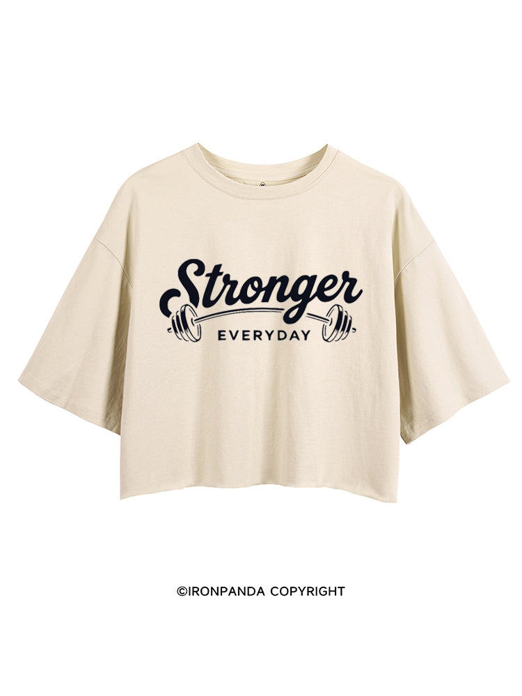 STRONGER EVERYDAY POSITIVE GYM CROP TOPS