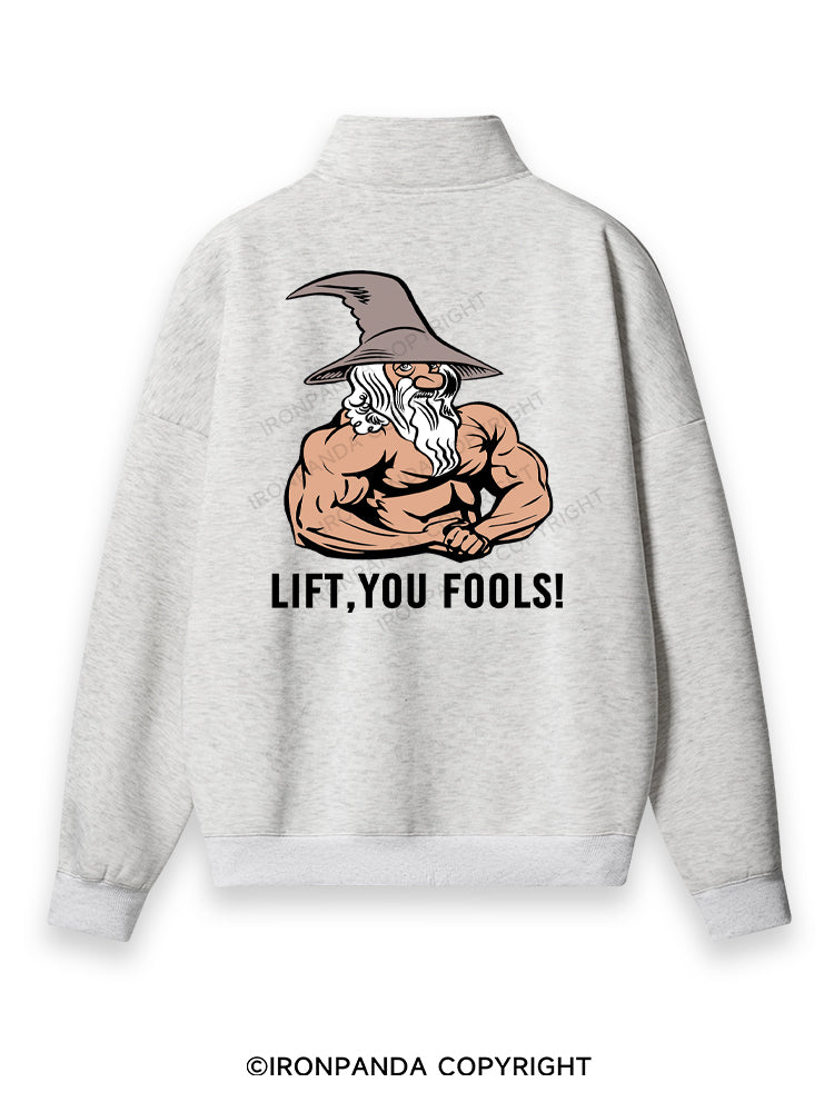Lift You Fool Back Printed Quarter-Zip Fleece Sweatshirt