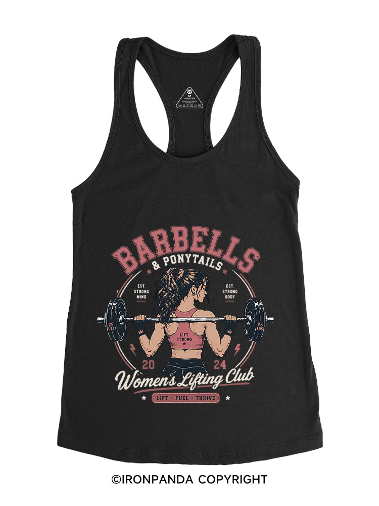 BARBELLS & PONYTAILS WOMEN'S LIFTING CLUB LIFT FUEL THRIVE Gym Racerback Tank