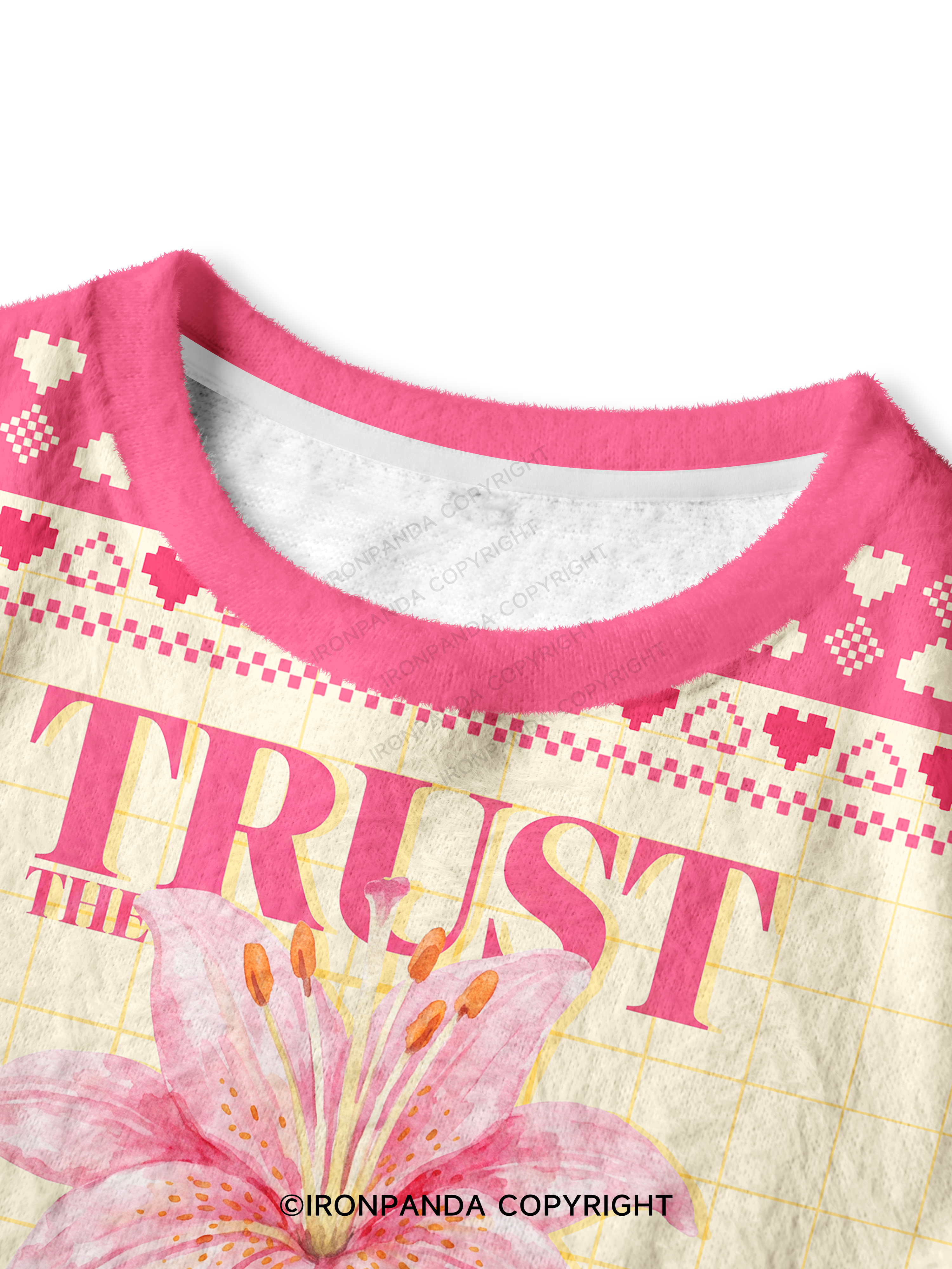 TRUST THE PROCESS GYM FLOWER Crop Ugly Sweater