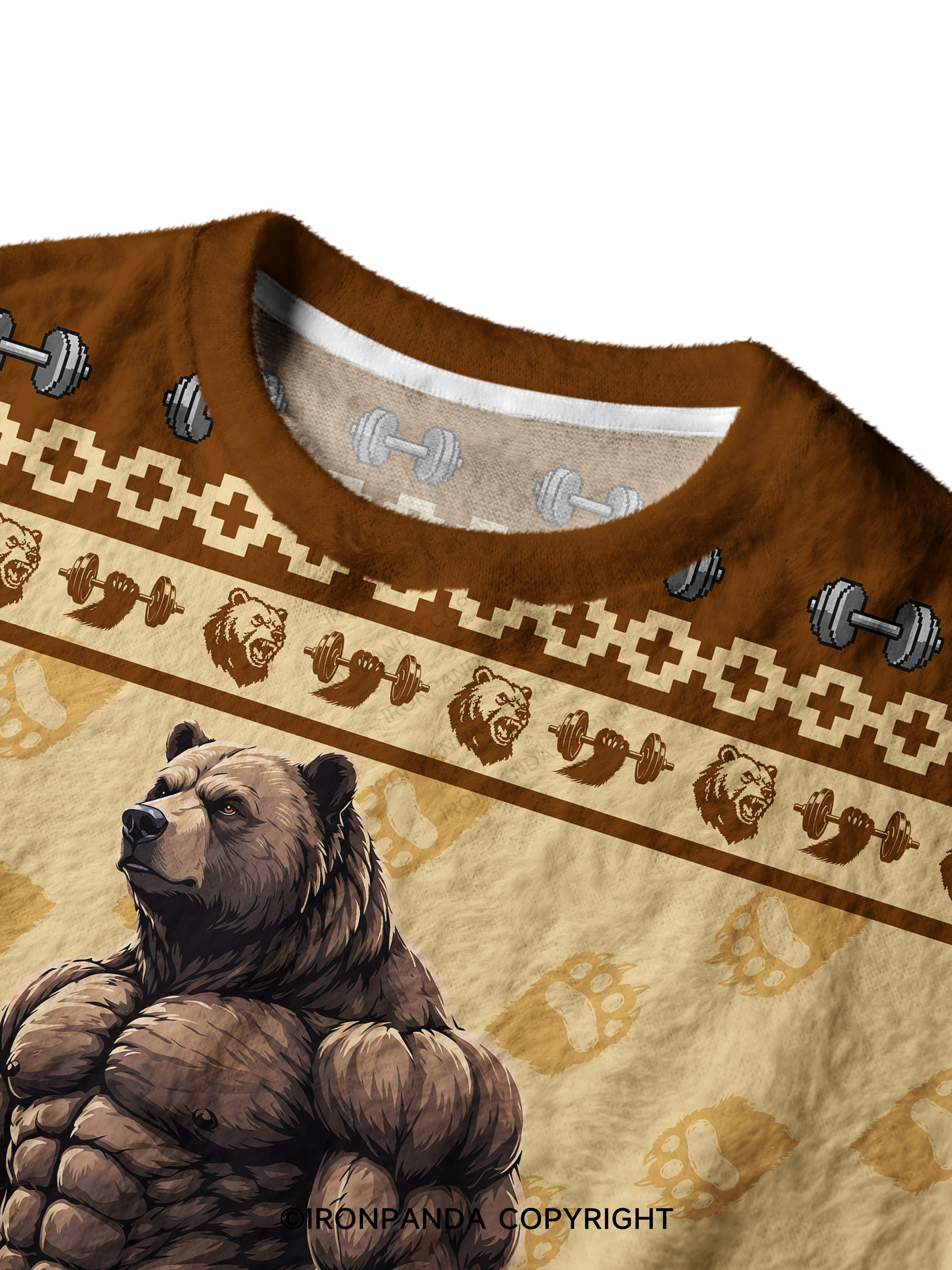 Muscular Bear Bodybuilder Fuzzy Fleece Sweater