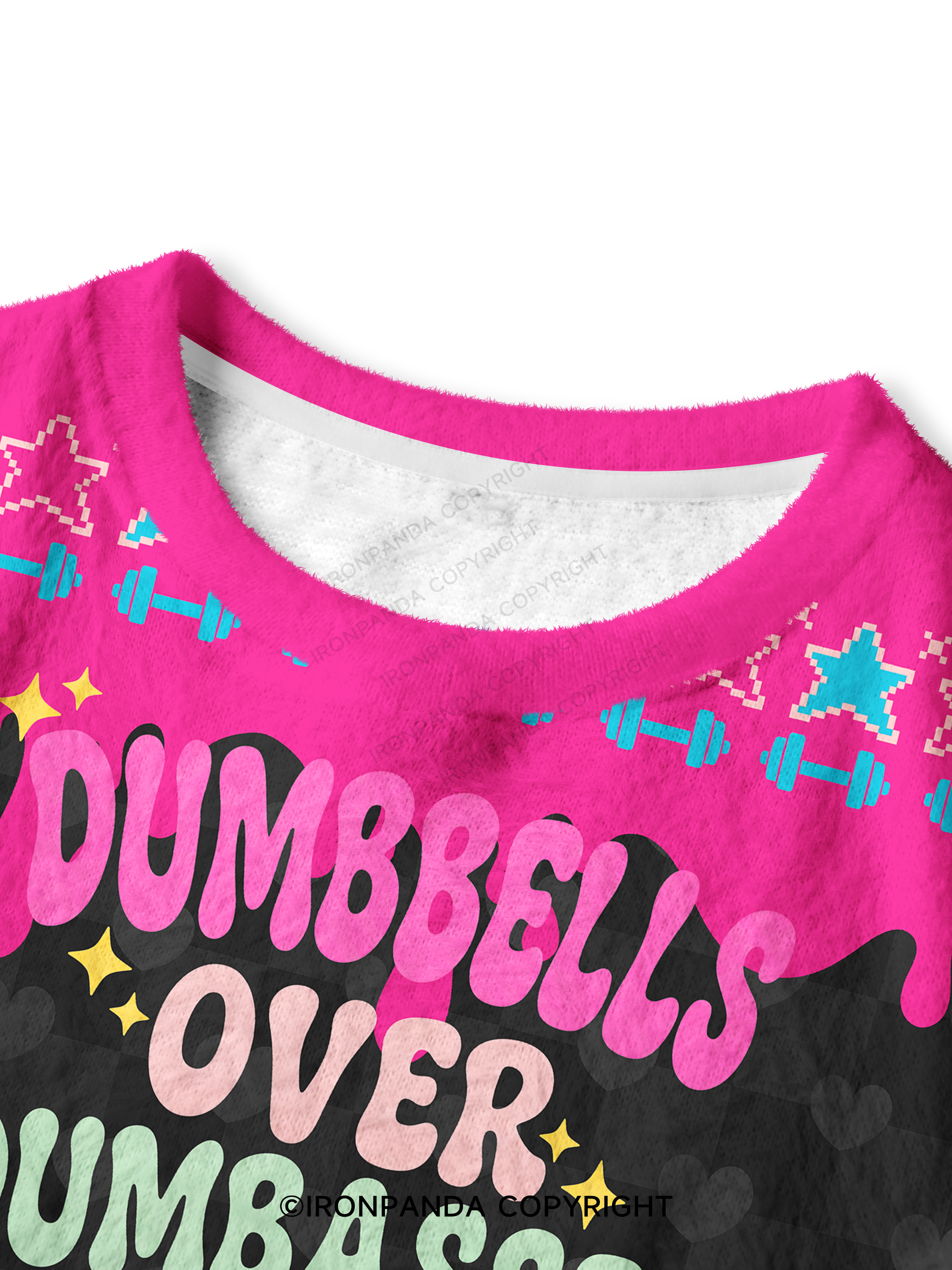 DUMBBELLS OVER DUMBASSES Crop Ugly Sweater