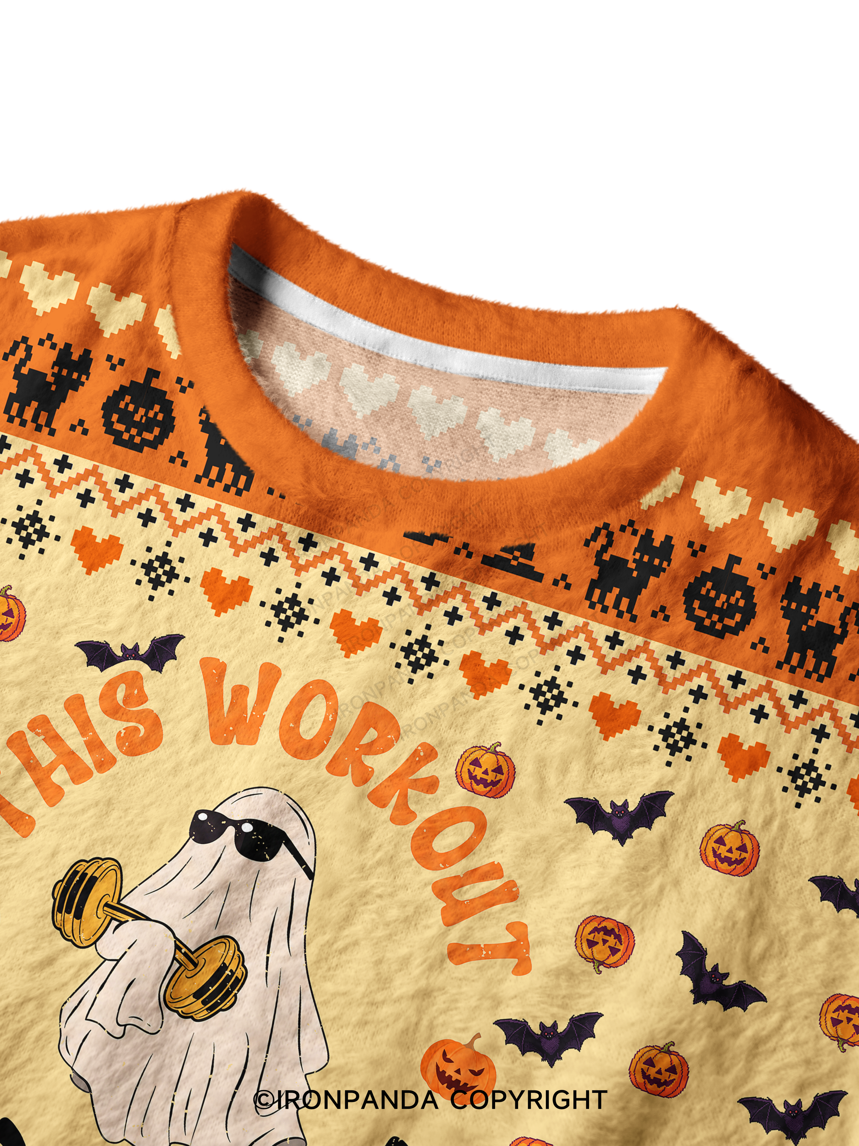 This Workout Is Boo Sheet Funny Ghost Ugly Fuzzy Fleece Sweater