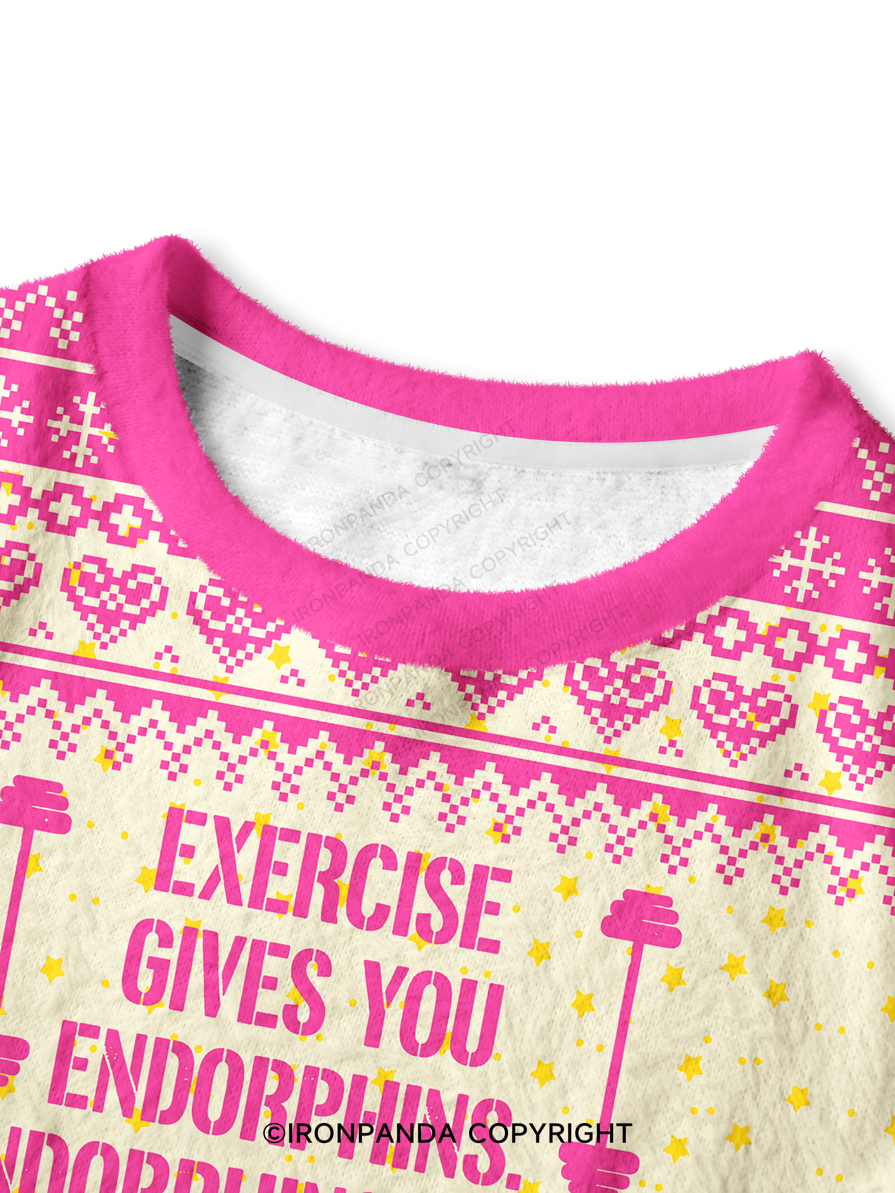 EXERCISE GIVES YOU ENDORPHINS PINK Crop Ugly Sweater