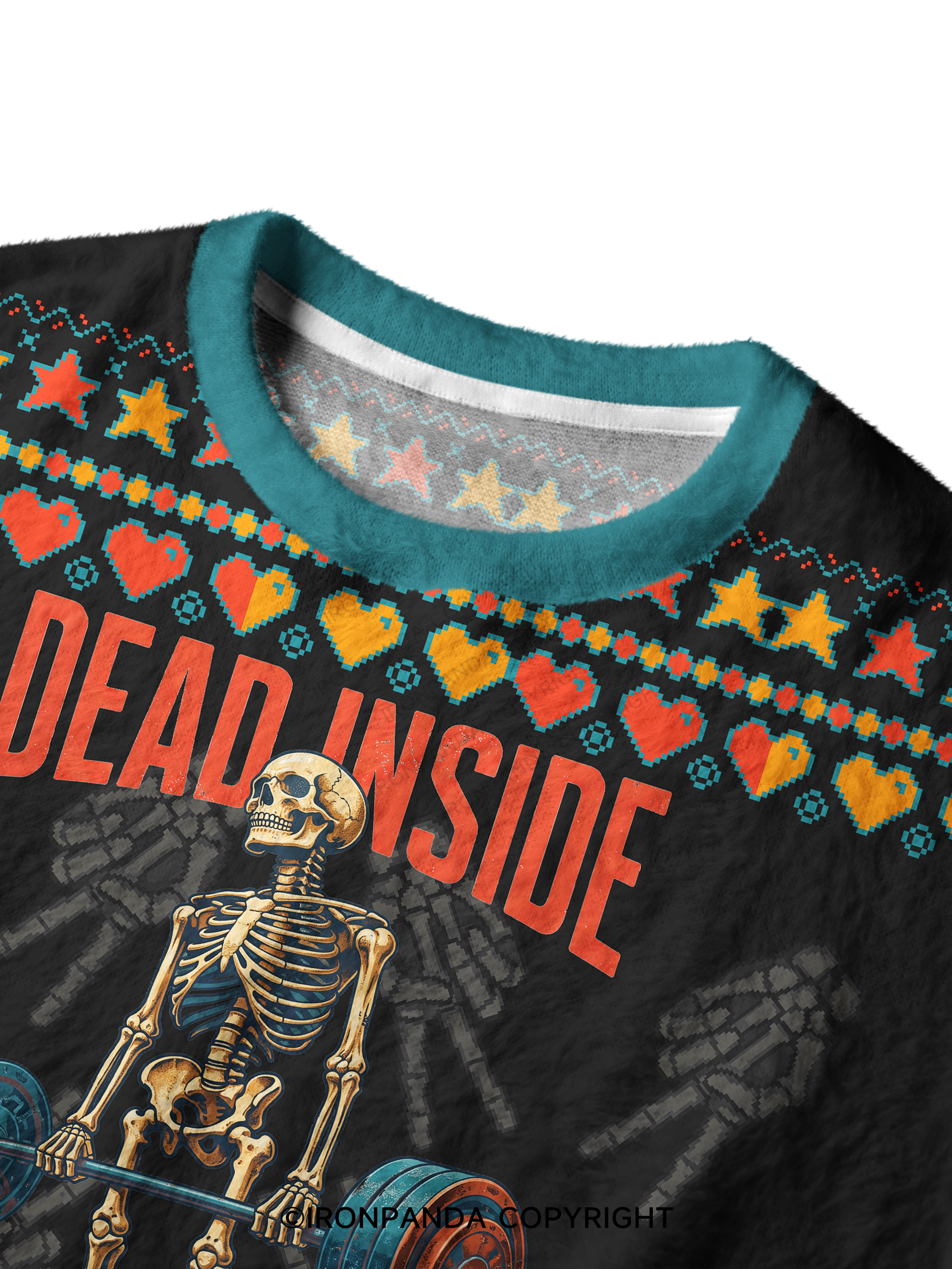 Dead Inside but Still Made It Skeleton Ugly Fuzzy Fleece Sweater