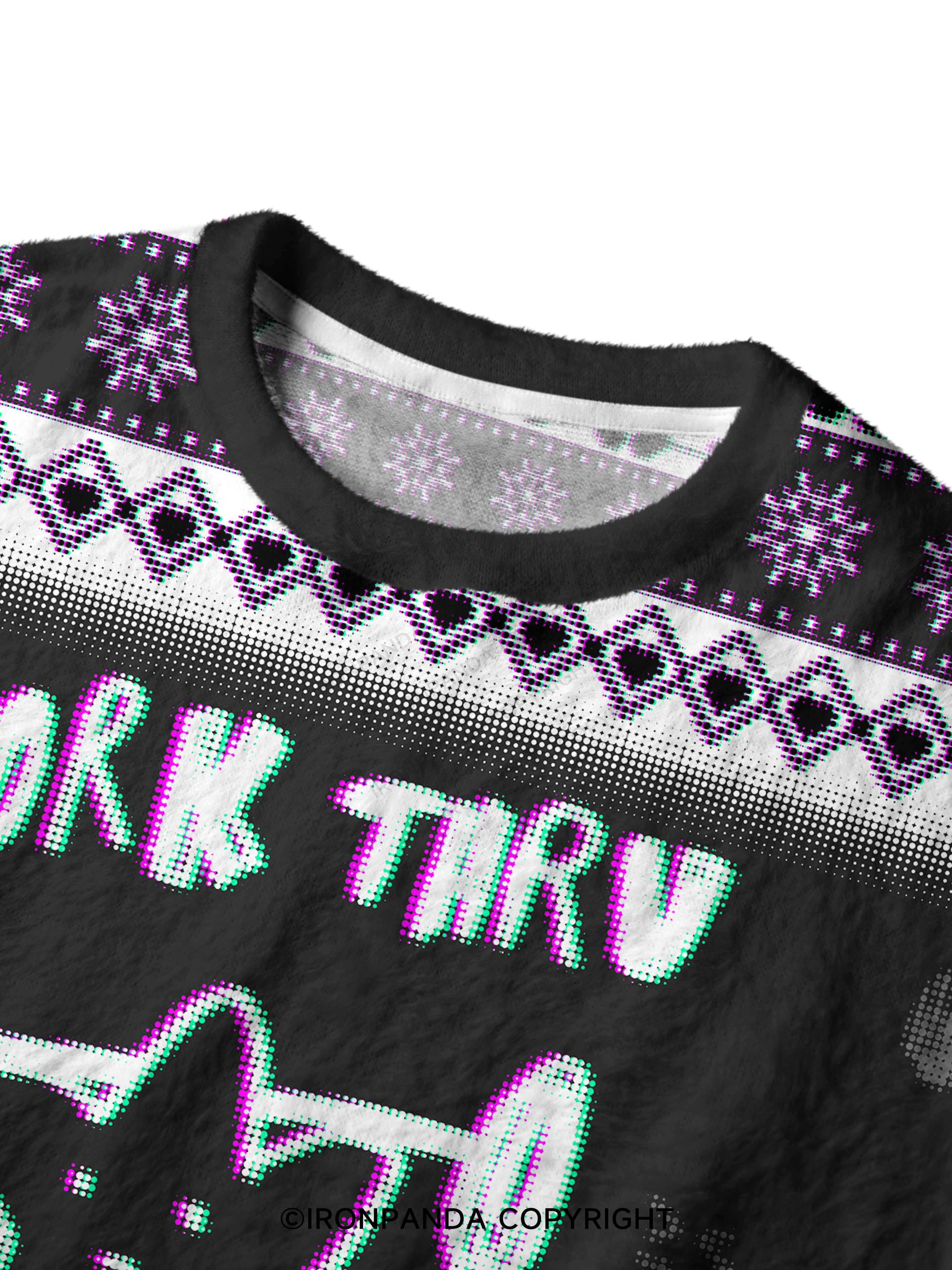 WORK THROUGH THE PAIN Ugly Fuzzy Fleece Sweater