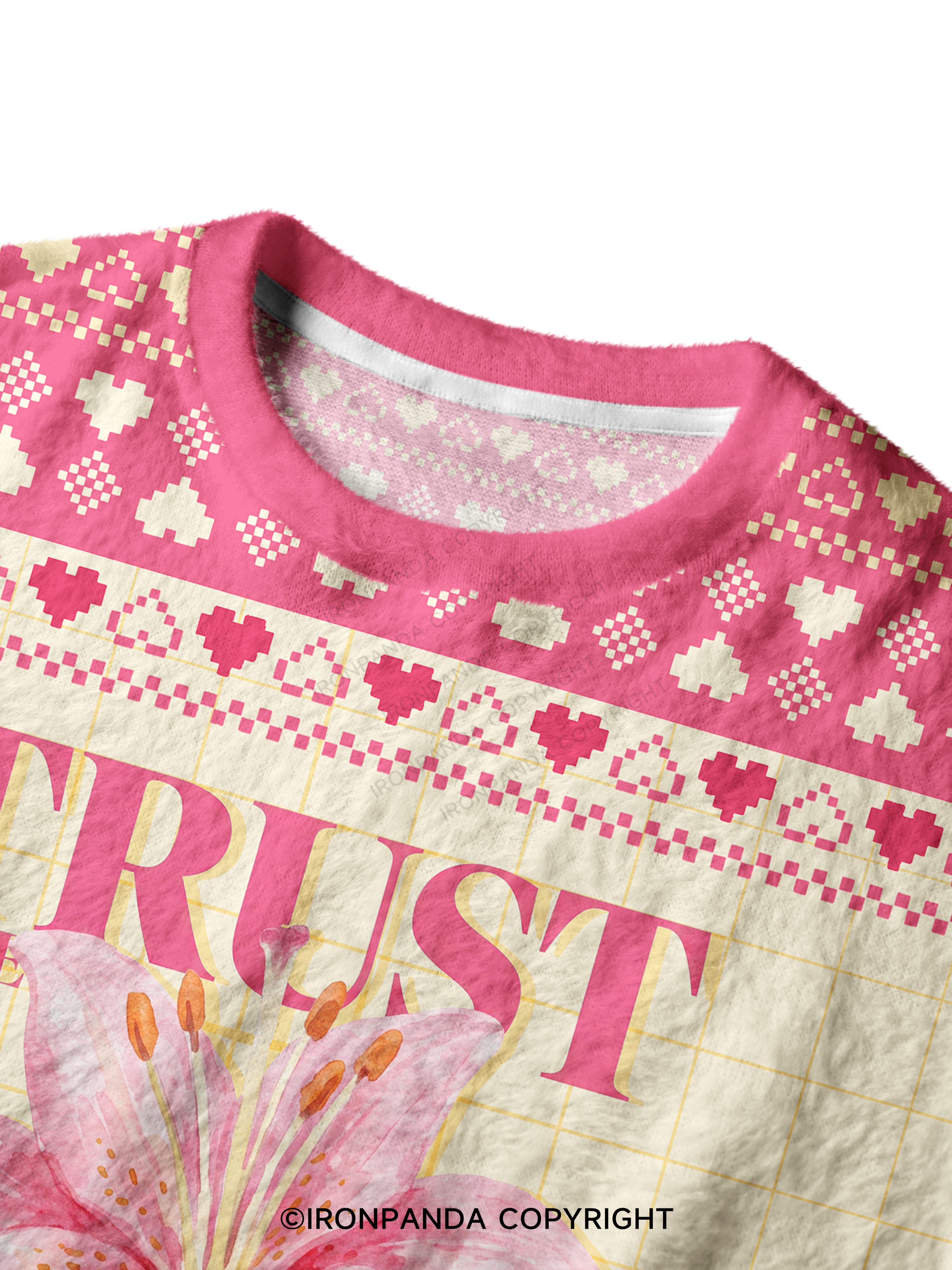 TRUST THE PROCESS GYM FLOWER Ugly Fuzzy Fleece Sweater
