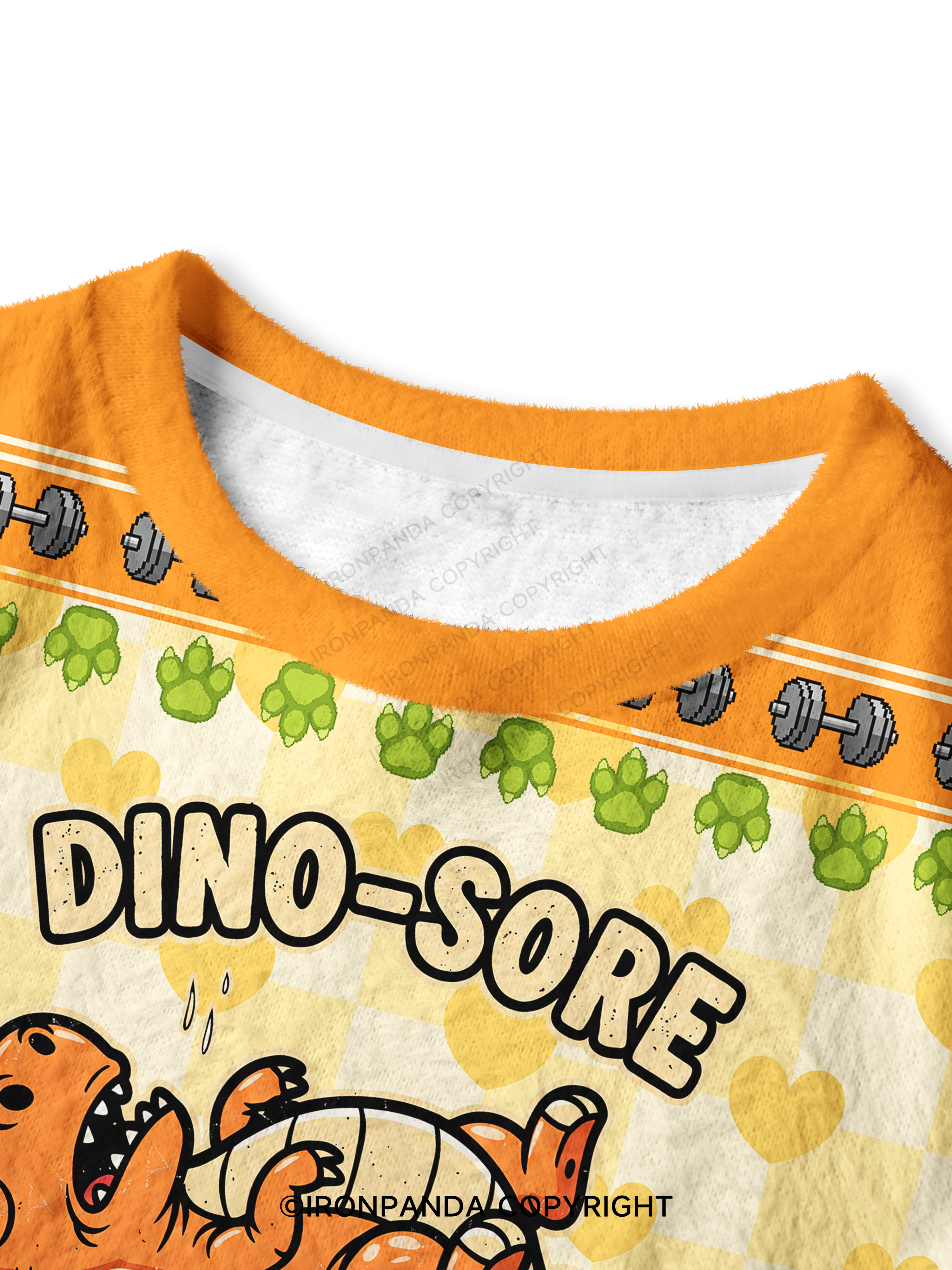 Dino-Sore Lifter Workout Crop Ugly Sweater